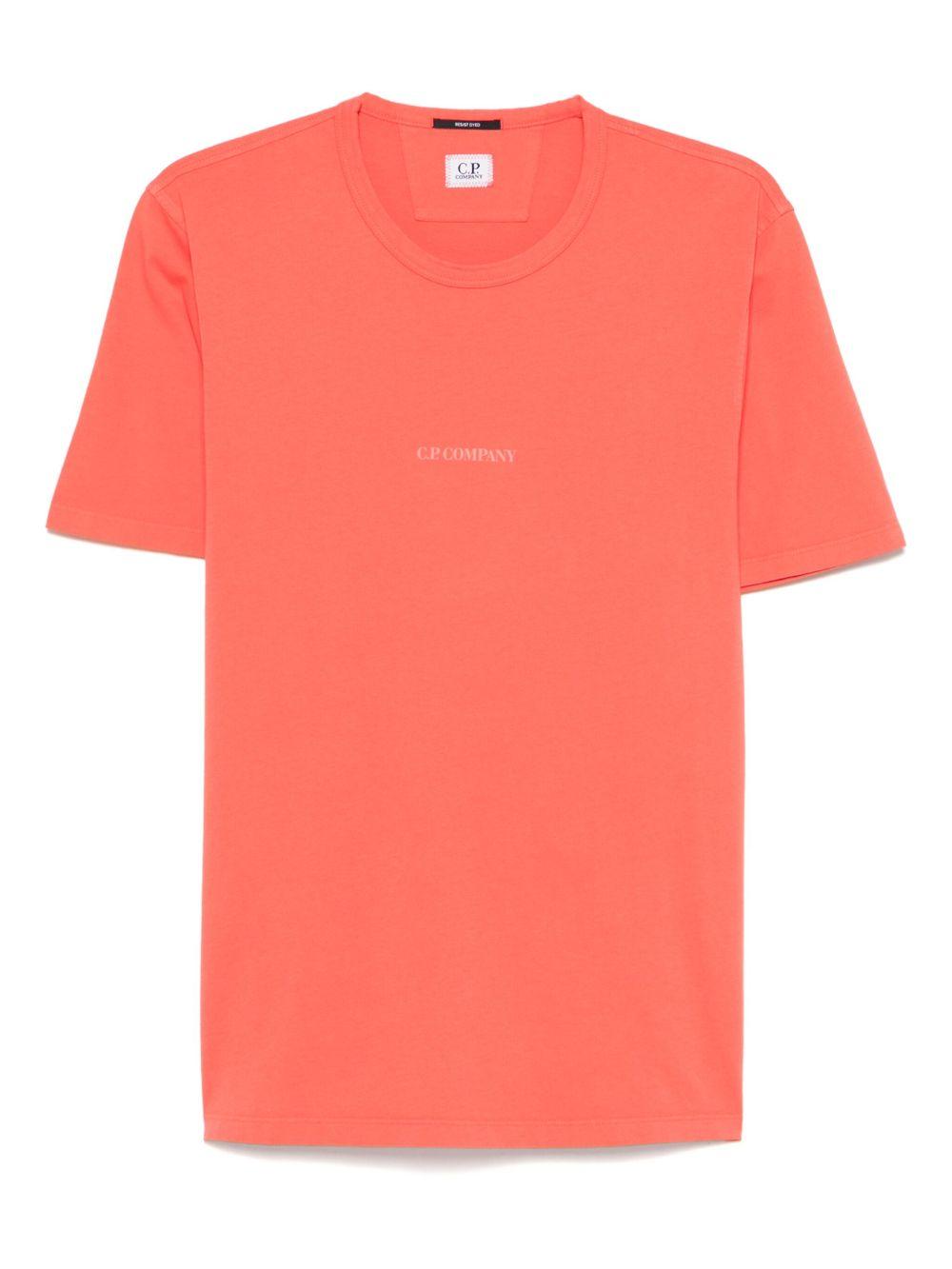 T-shirt rossa aranciata mini logo petto 18CMTS085A005431R 547 CP COMPANY
