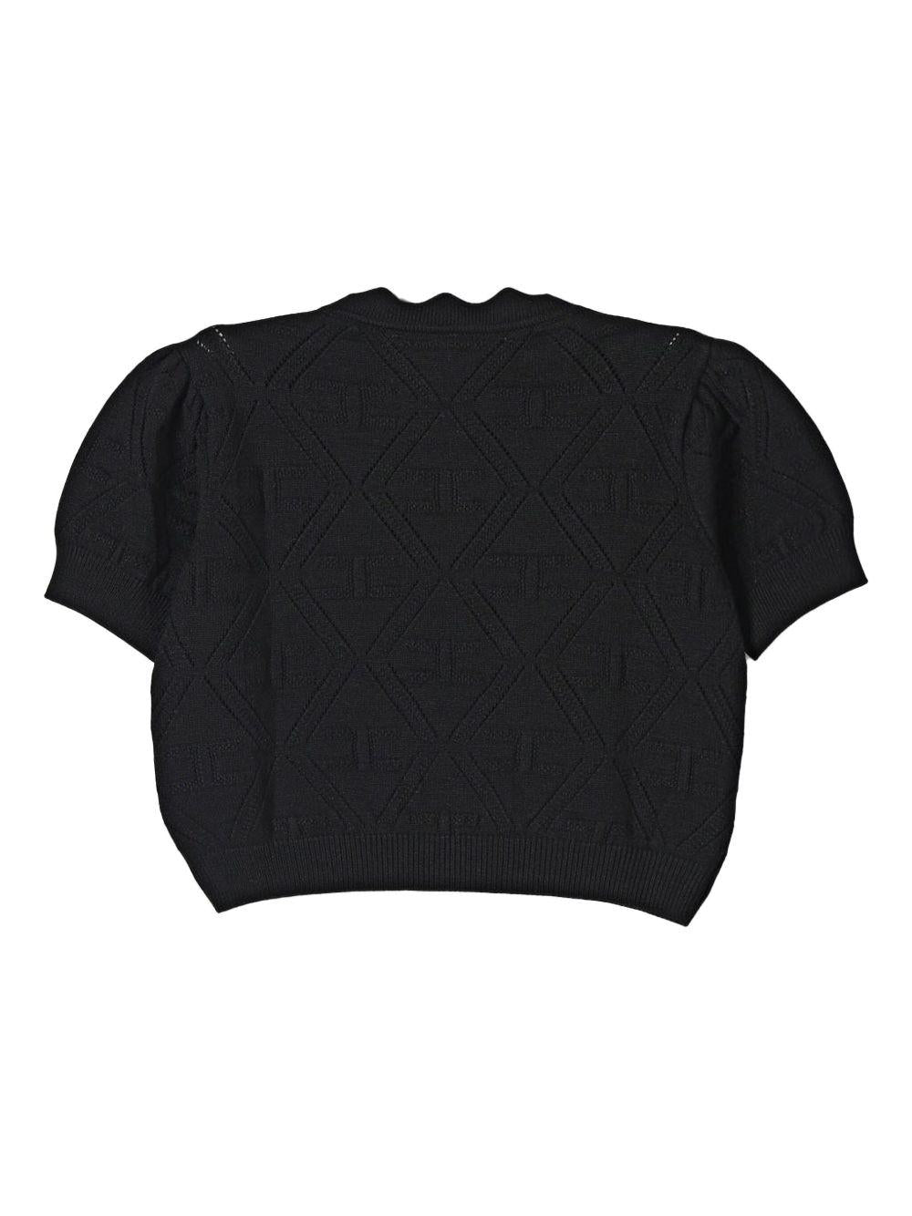T-shirt in maglia con logo all-over EFMA159CFL060 N000 ELISABETTA FRANCHI KIDS