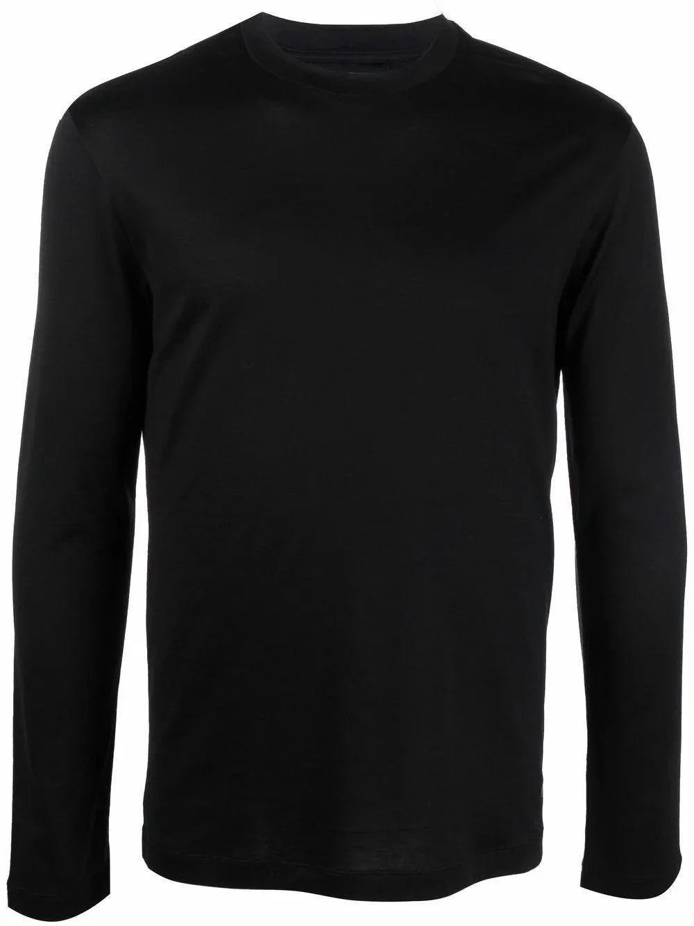Maglione nero con collo a giro e maniche lunghe - Preludio Moda