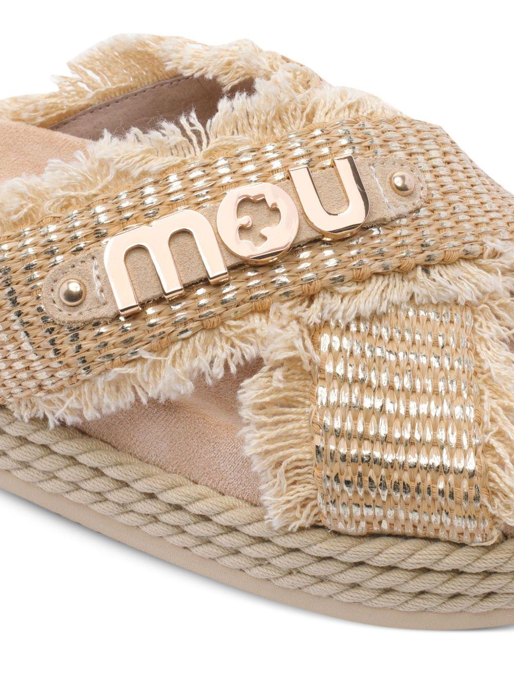 Criss-cross rope raffia sandal rafia metal