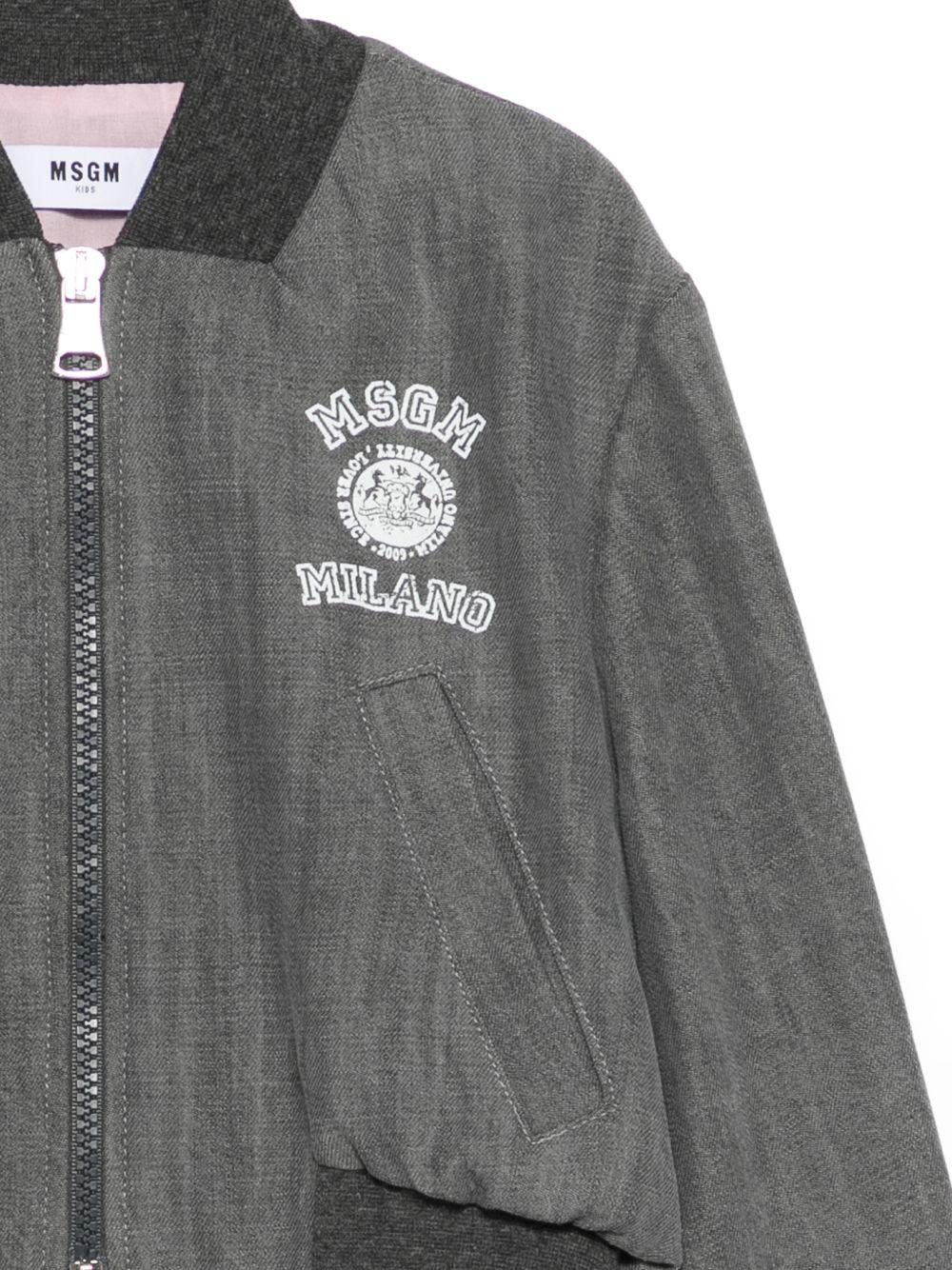 Bomber con zip e logo ricamato S6MSJGBO309 102 MSGM KIDS