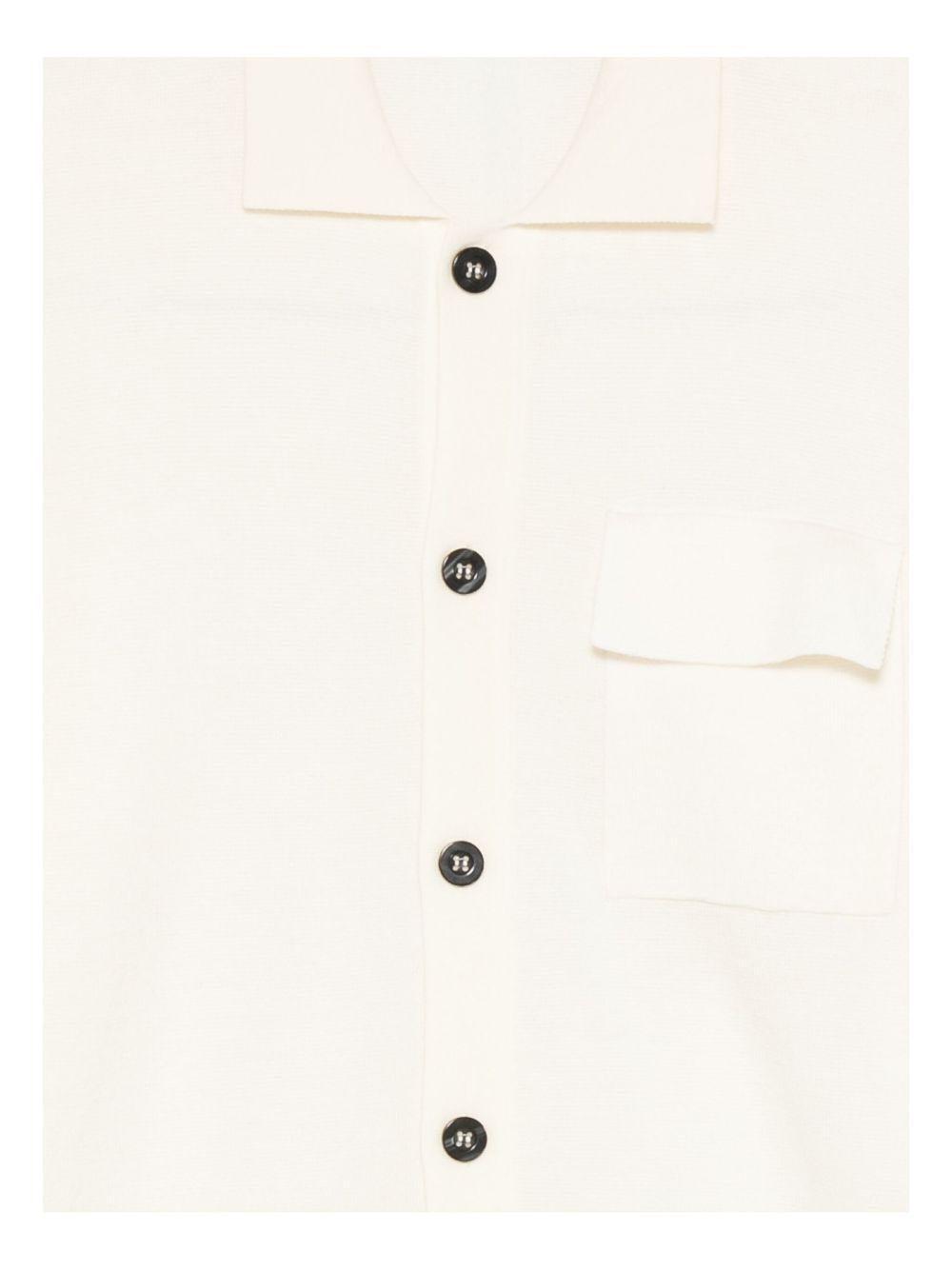 Cardigan bianco in lana merino con collo a V e chiusura a bottone L1MFW25266737 A014 LOW BRAND