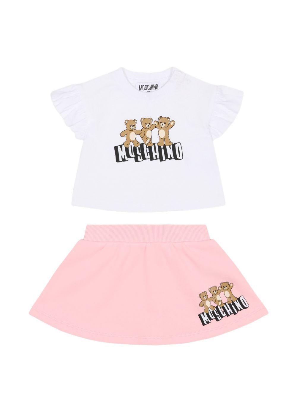 Completo t-shirt e gonna con stampa Teddy Bear MBG01GLCA89 85010 MOSCHINO KIDS