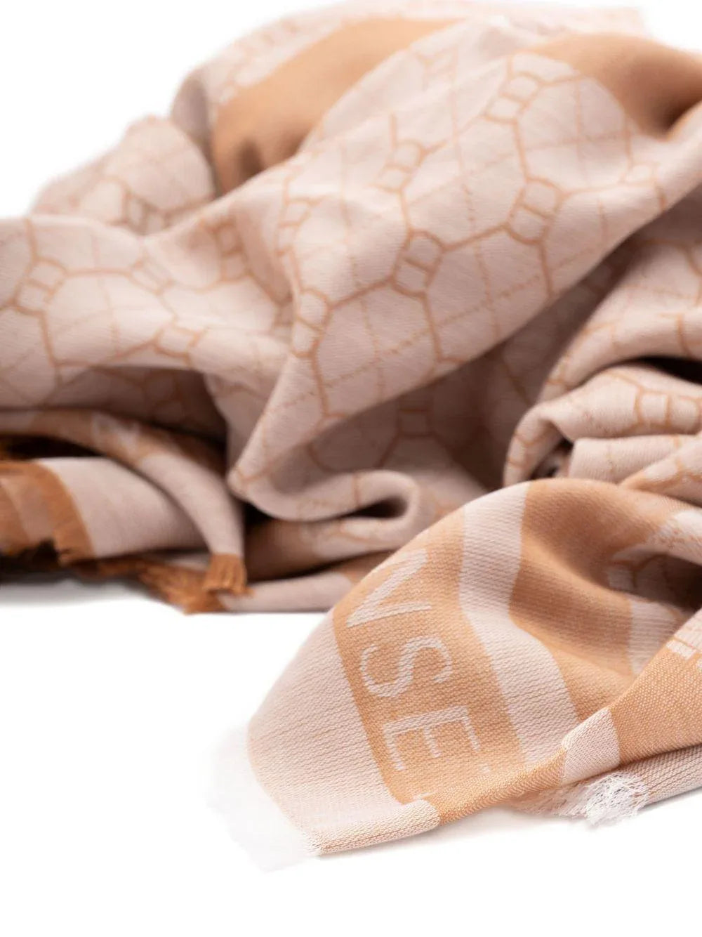 Sciarpa Beige con Logo e Motivo Geometrico - Preludio Moda