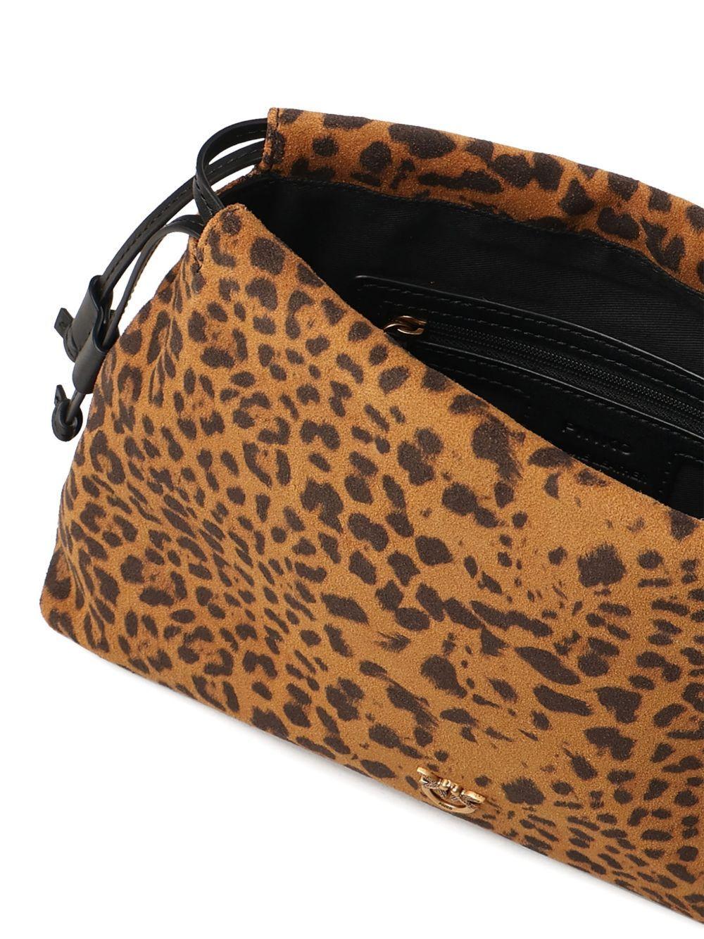 Clutch marrone con stampa leopardata e chiusura a coulisse - Preludio Moda