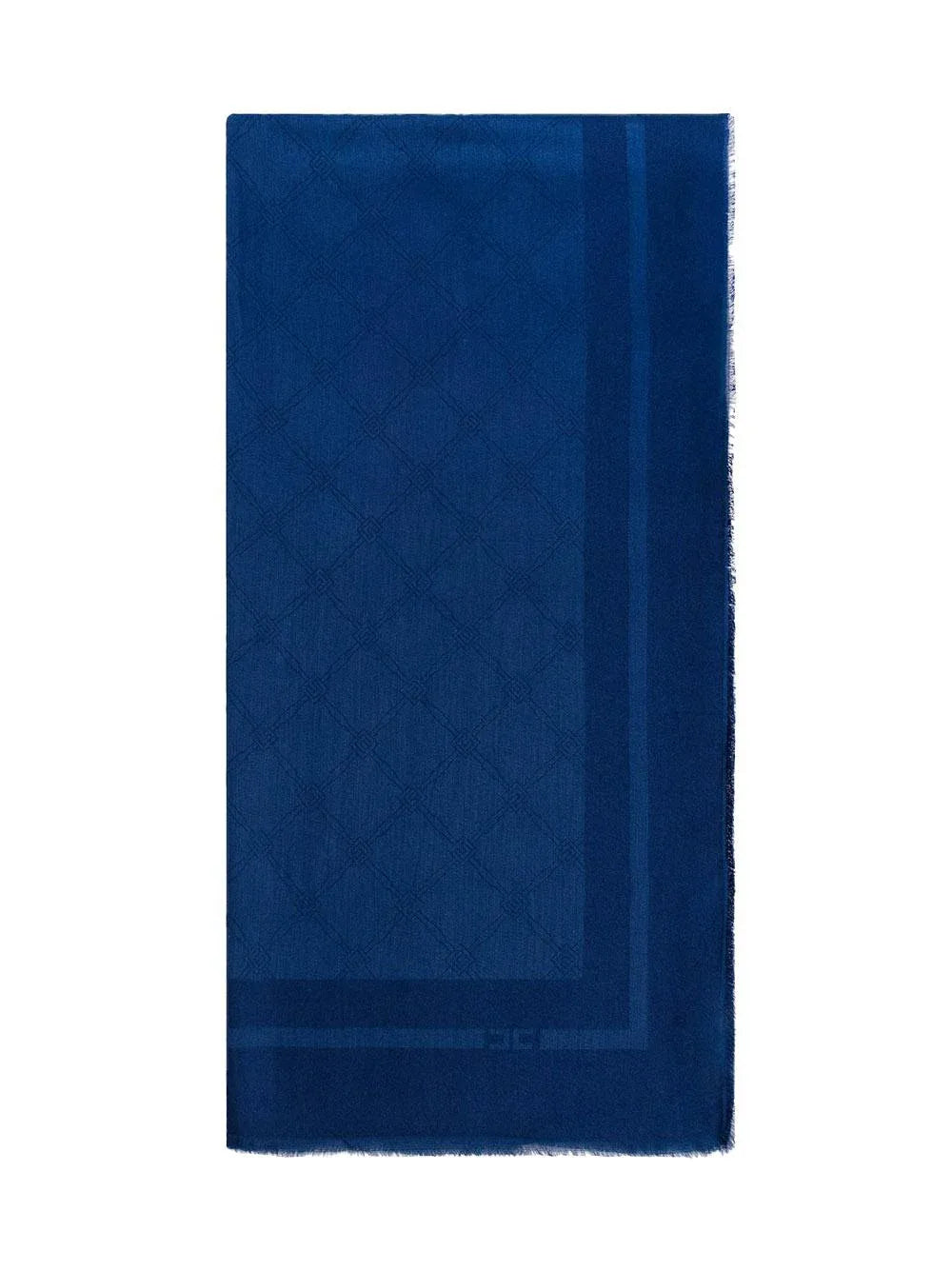 Pashmina grande con rombi e logo jacquared blu - Preludio Moda