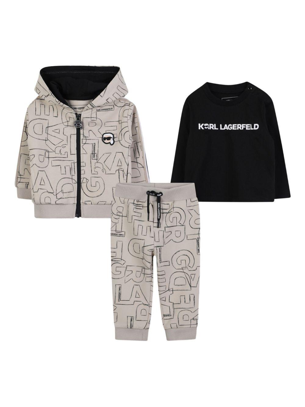Tuta con Stampa Grafica e Dettagli a Righe Z30661 211 KARL LAGERFELD KIDS