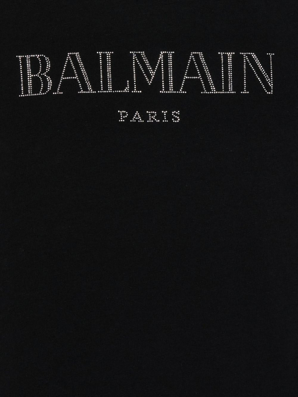T-shirt in cotone con bottoni dorati BY8A51Z3277 930 BALMAIN KIDS