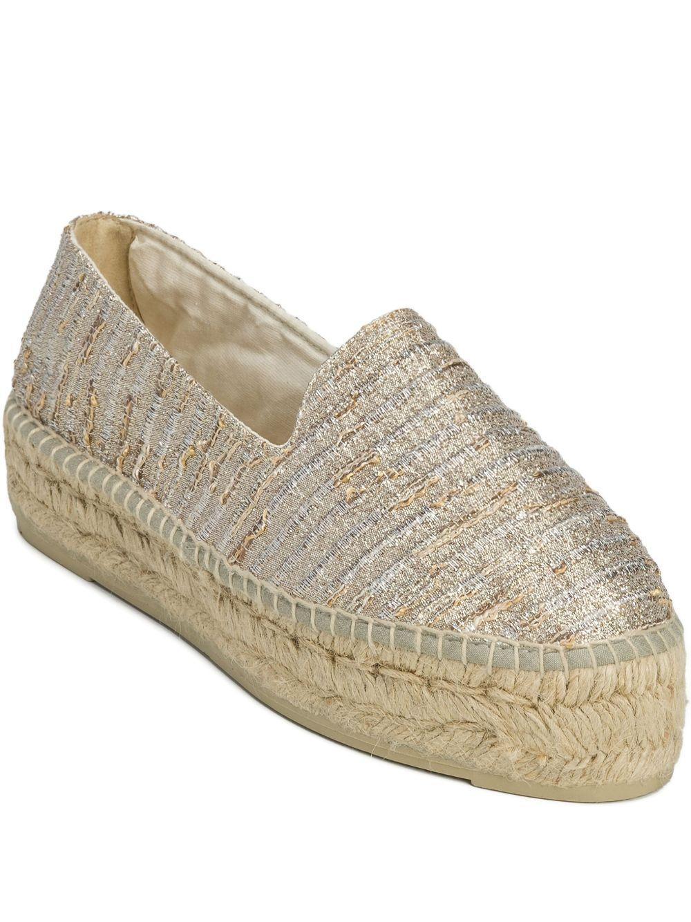 Lurex Cotton Blend Double Sole Espadrilles Monaco Platinum - Preludio Moda
