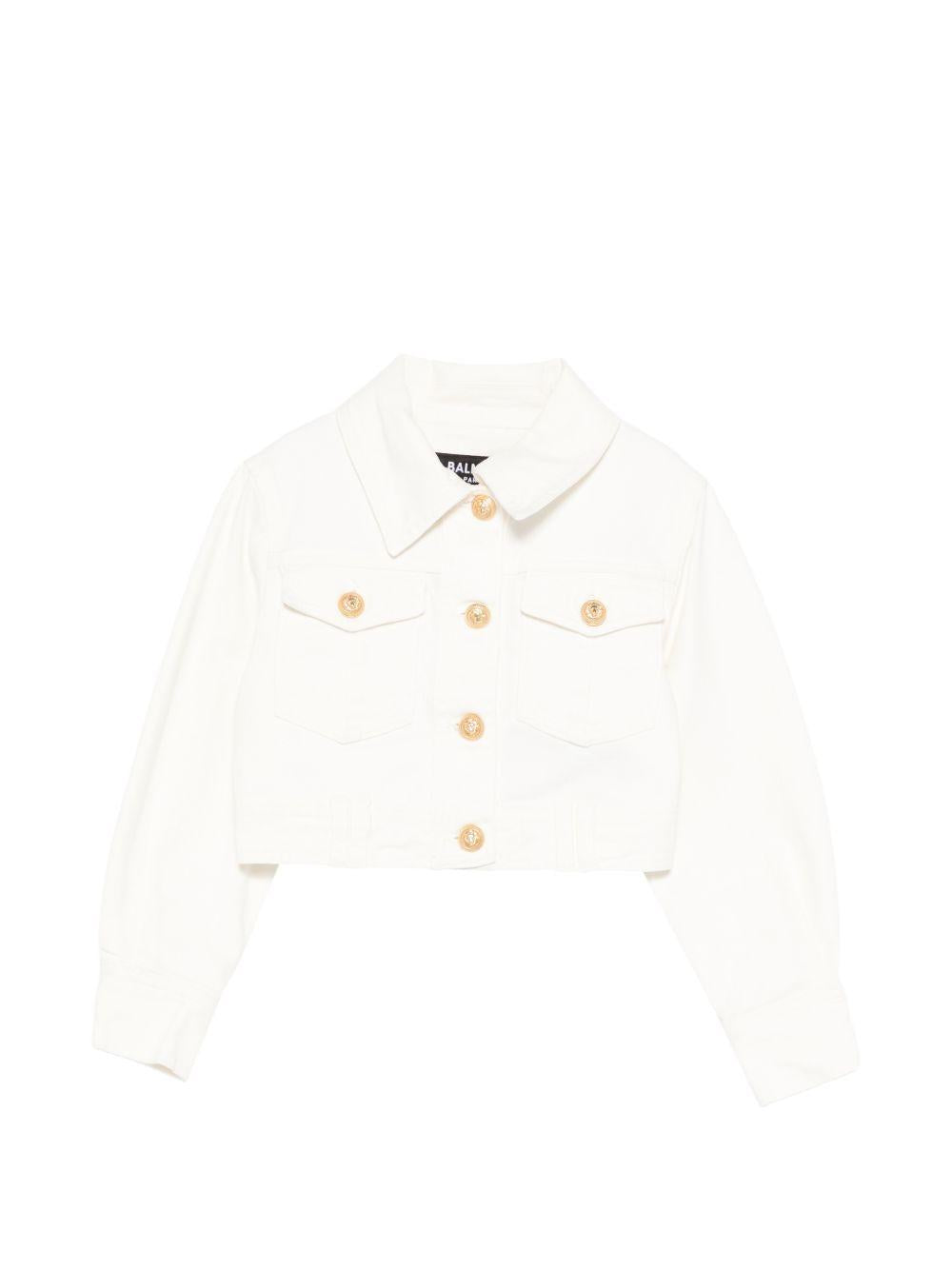 Giacca in denim bianco BY2A07Z3702 100 BALMAIN KIDS