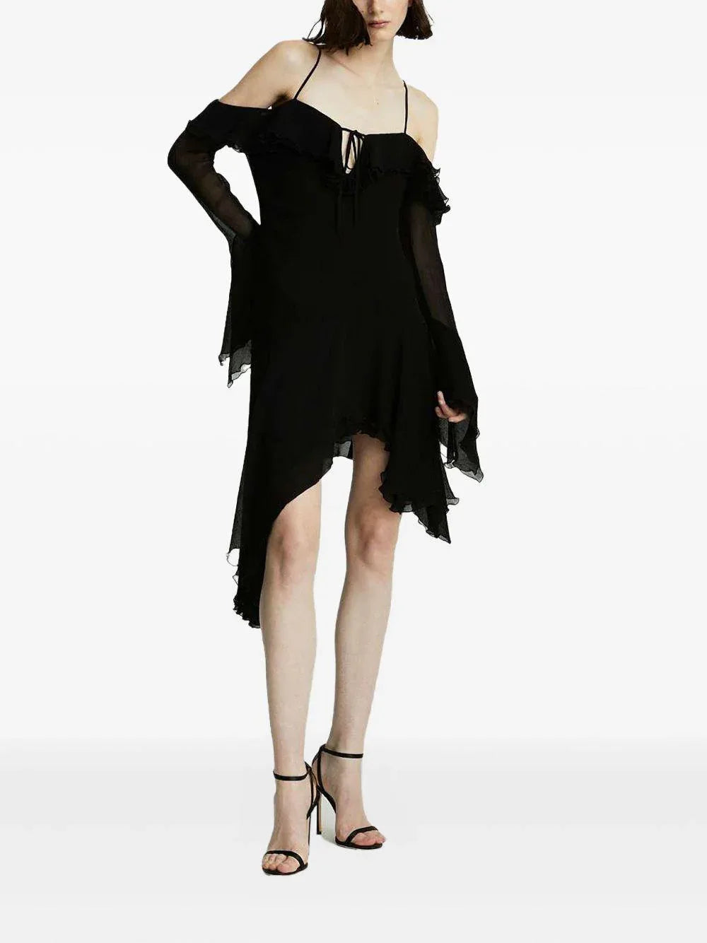 Abito nero in crepè georgette semitraspatente - Preludio Moda