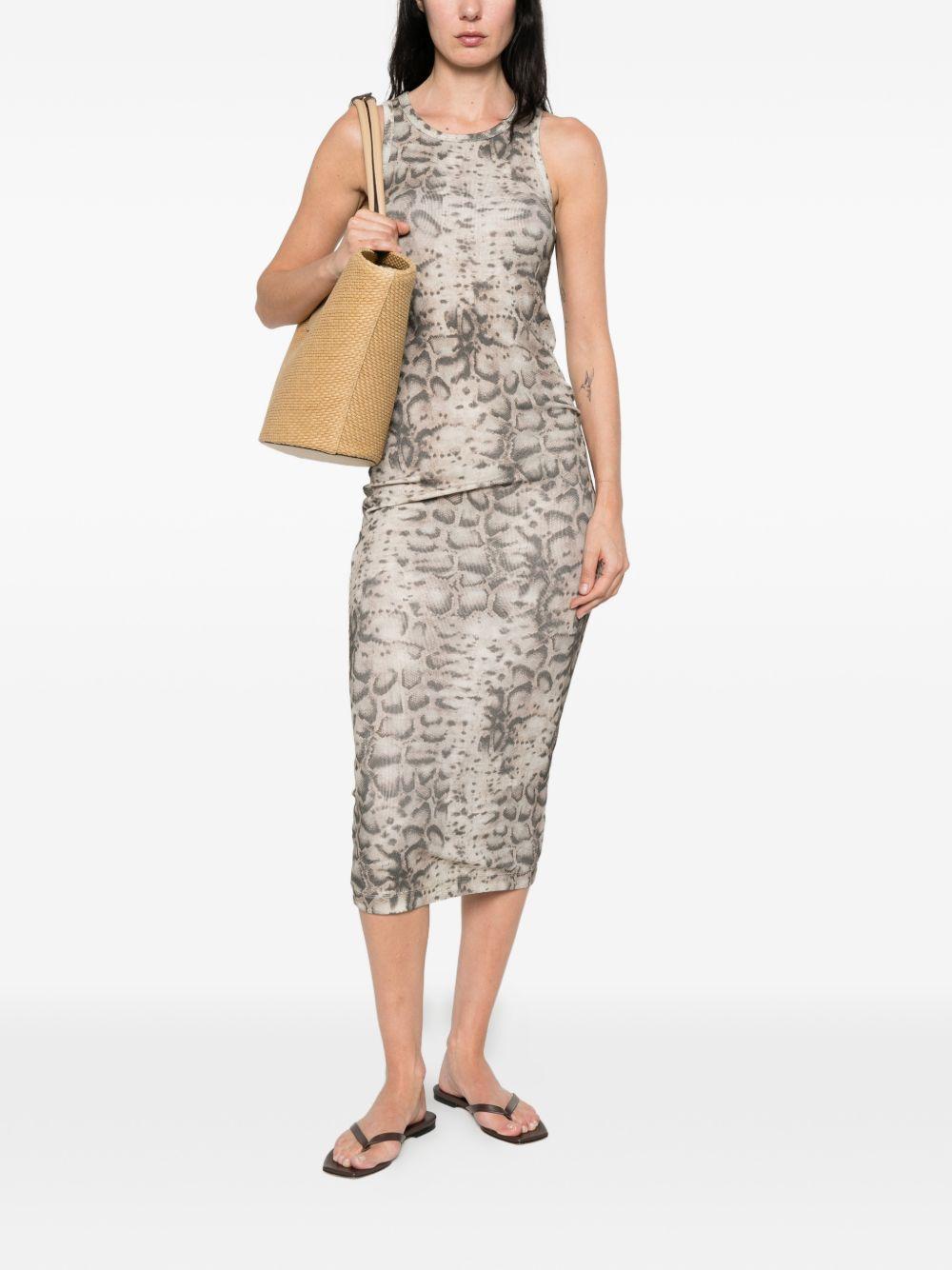 Abito in cotone scollo rotondo stampa animalier 106993A3DP CZ9 PINKO