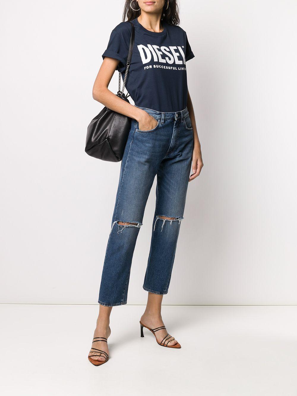 51f Shirt Blu Logo Bianco 00SXED0AAXJ 81E DIESEL