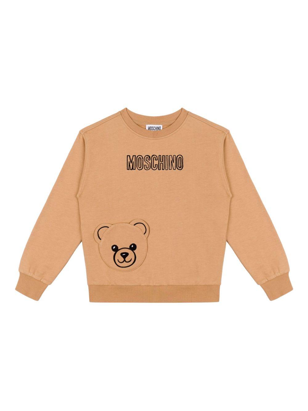 Felpa marrone con motivo Bear HUF095LCA60 20351 MOSCHINO KIDS