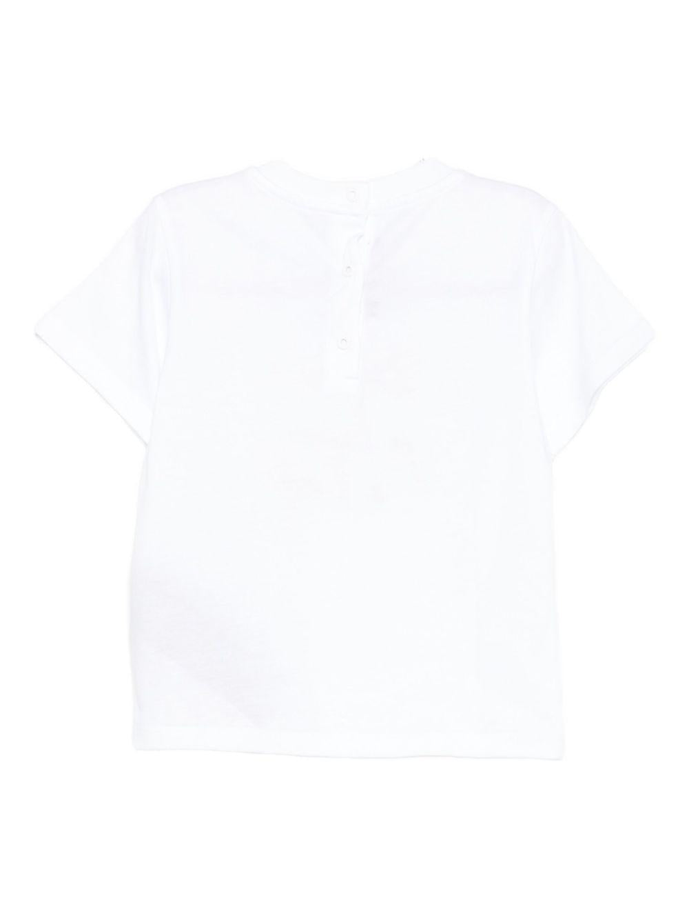 T-shirt Bianca con Ricamo e Maniche Corte BX8621Z3186 100BG BALMAIN KIDS