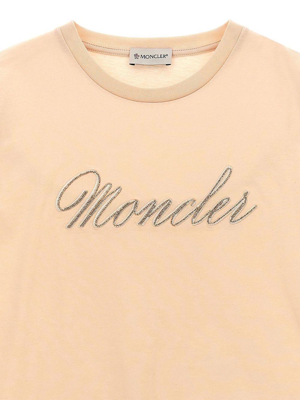 T-shirt rosa logo ricamo 9548C0001689AT9 51N MONCLER KIDS