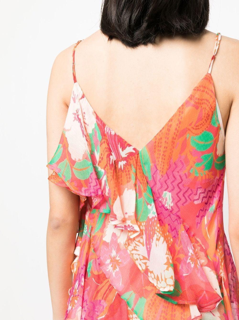 Abito fucsia fantasia floreale drappeggiato - Preludio Moda