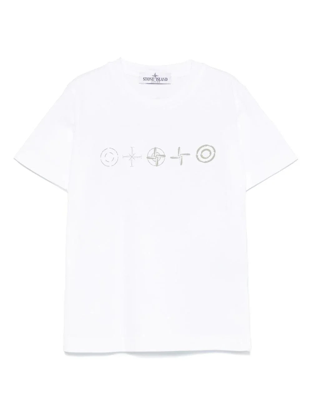 T-shirt bianca big stampa logo compass retro - Preludio Moda