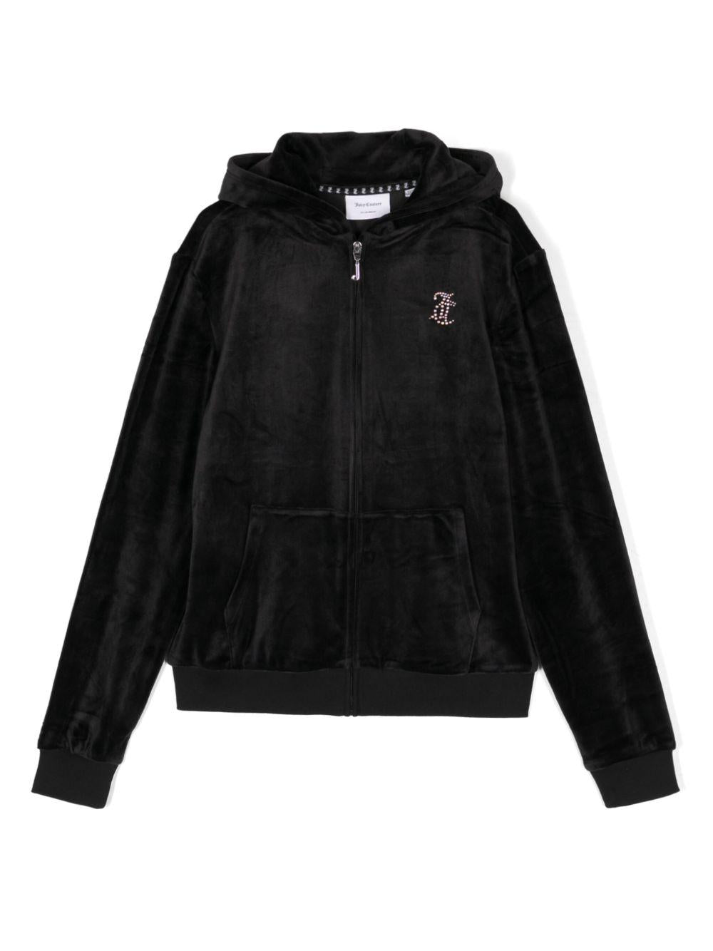 Felpa con Cappuccio in Velour con Strass JBX6358 102 JUICY COTURE KIDS