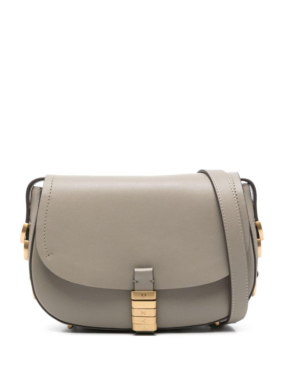 Borsa a tracolla noce/oro con patta e tracolla regolabile 103831A1ZX I68Q PINKO