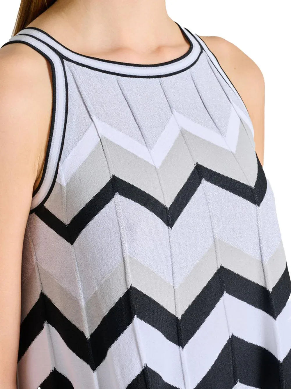 Top fantasia chevron nero/grigio - Preludio Moda