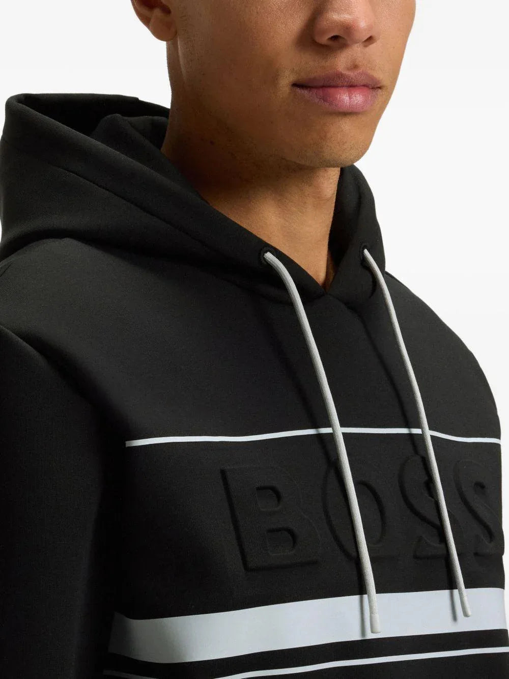 Felpa con Cappuccio con Logo Goffrato Nera - Preludio Moda