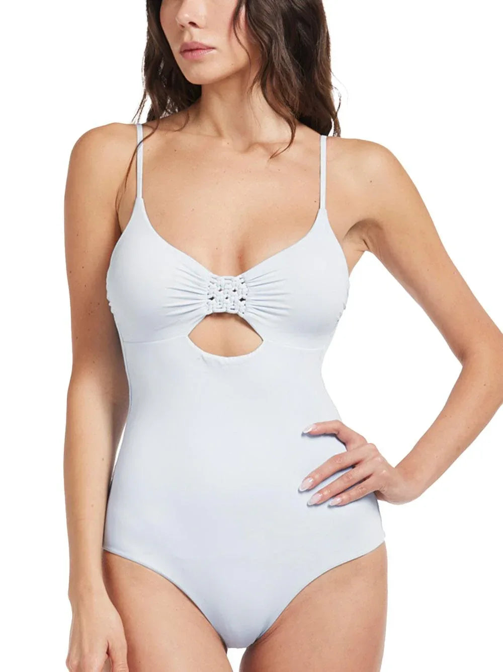 Costume intero bianco in microfibra con intrecci - Preludio Moda