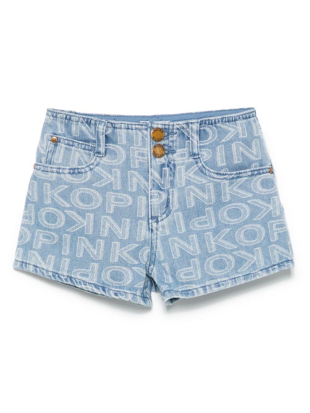 Short in denim logo all-over KFBE002CDF015 D711 PINKO UP
