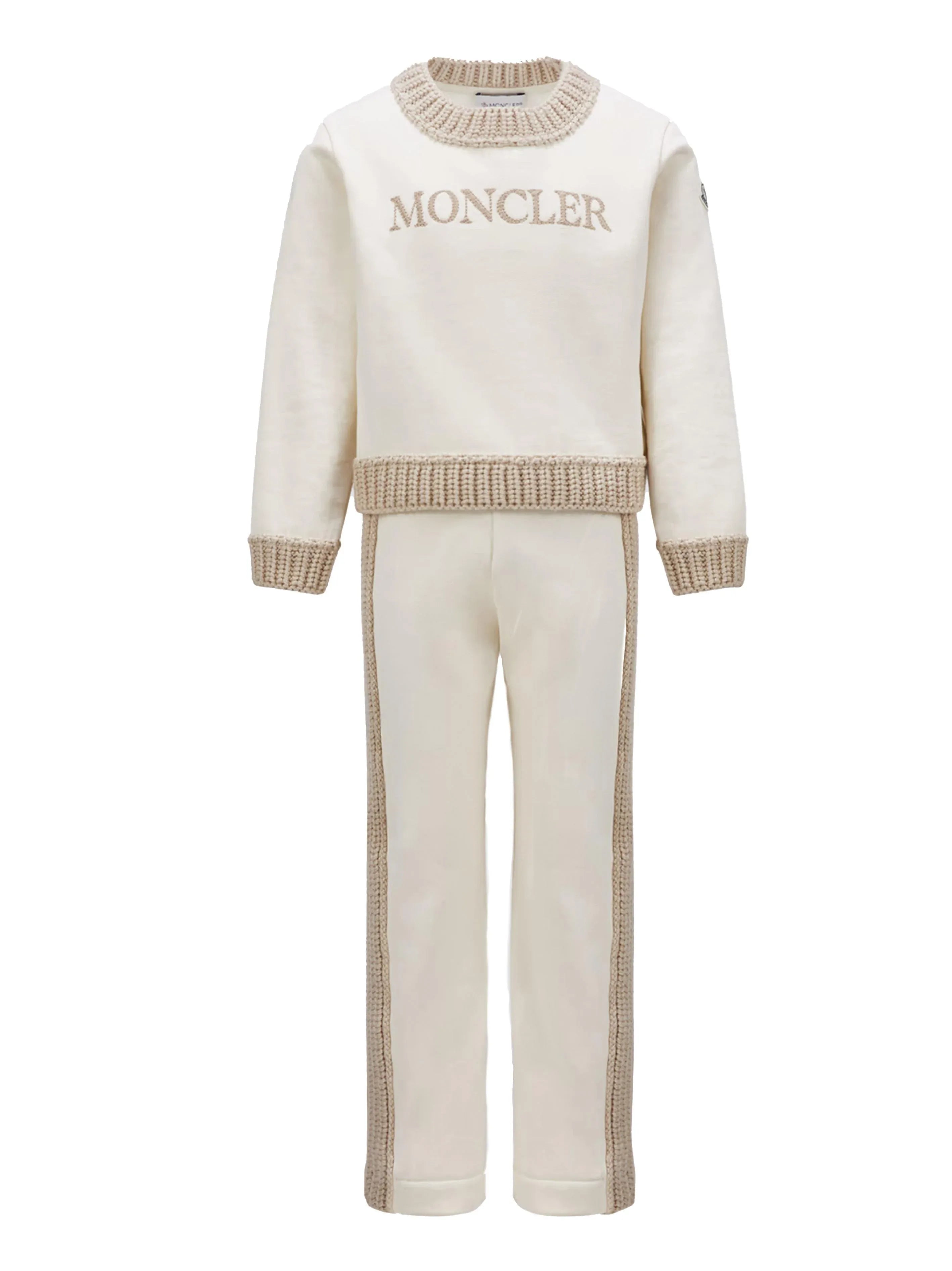 Completo sportivo profili in maglia panna (2pz) - Preludio Moda