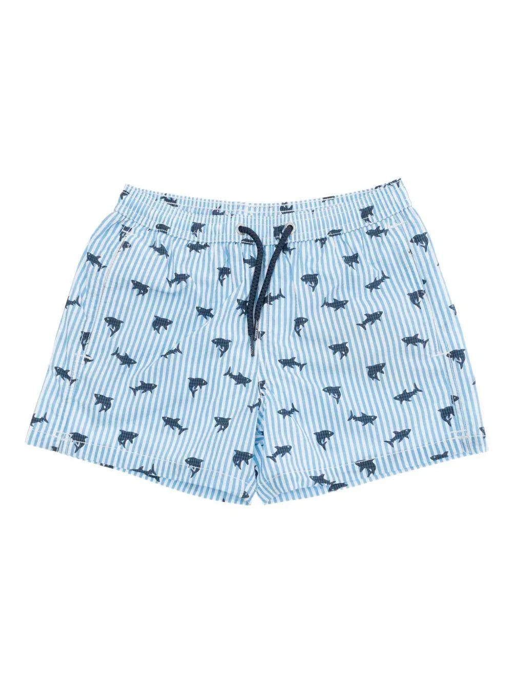 Costume patmos blu a righe con squali - Preludio Moda