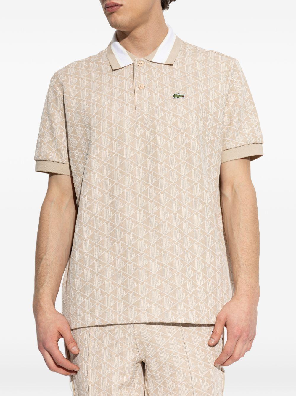 Polo con stampa geometrica beige DH1417 8GI LACOSTE