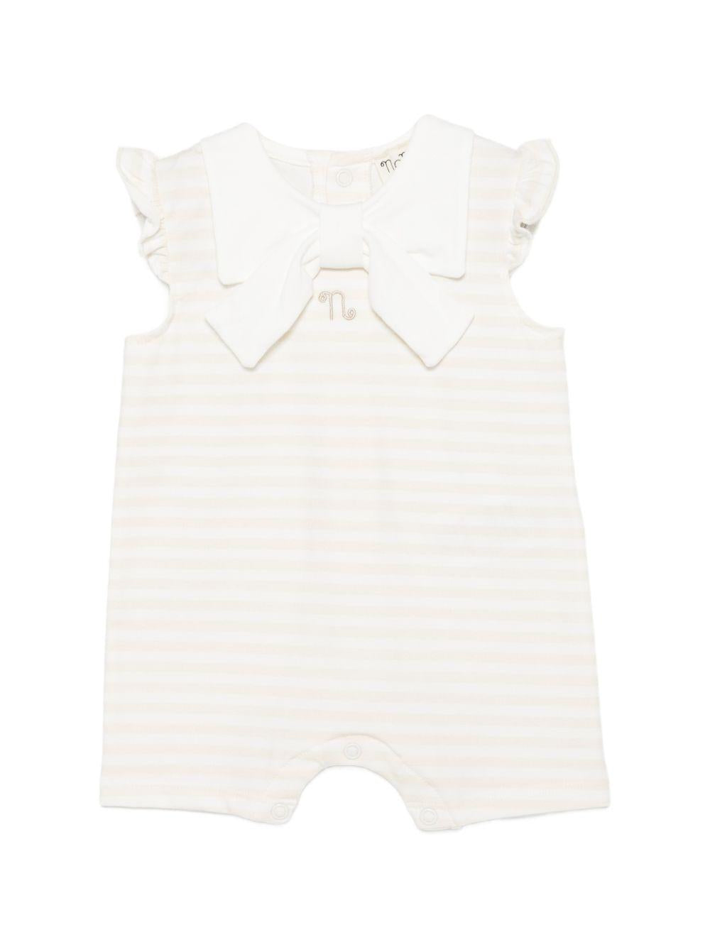 Tutina a righe in cotone con fiocco E26403 BEIGE NANAN KIDS