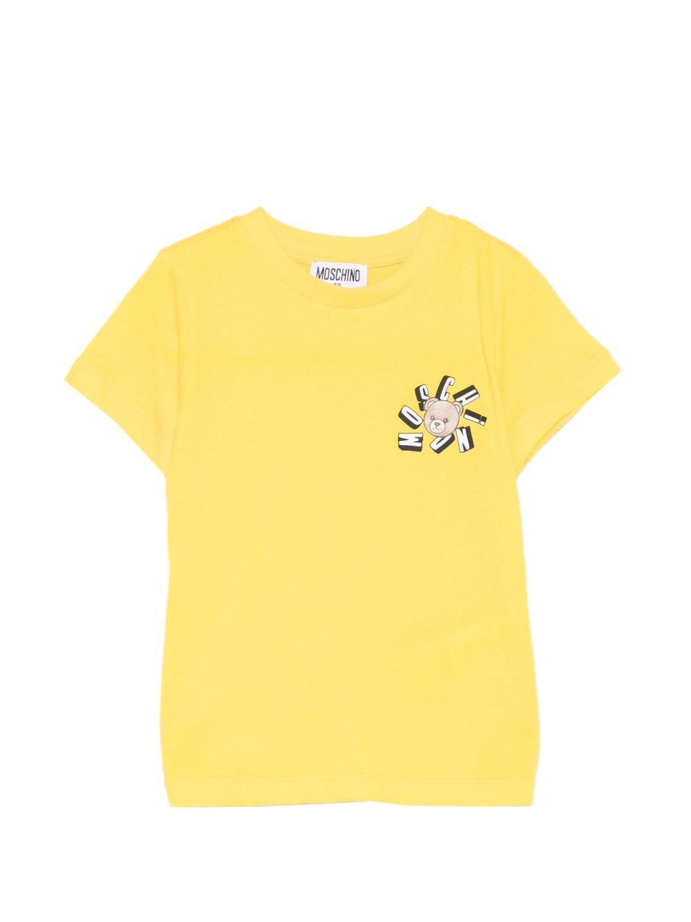 T-shirt in cotone girocollo HUM05OLAA03# 50577 MOSCHINO KIDS