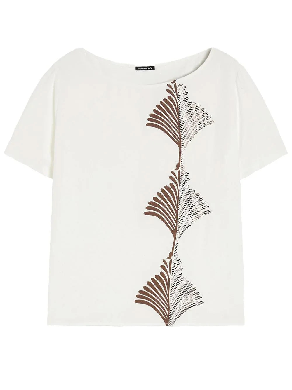 T-shirt bianca Onda con palme - Preludio Moda