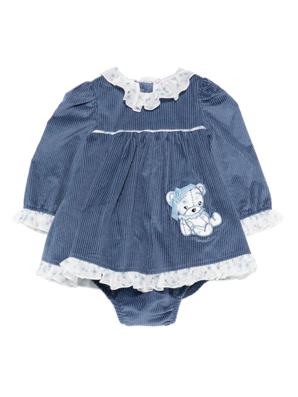 Abito avio ricamato in velluto a coste 35F5136009 0051 MONNALISA KIDS