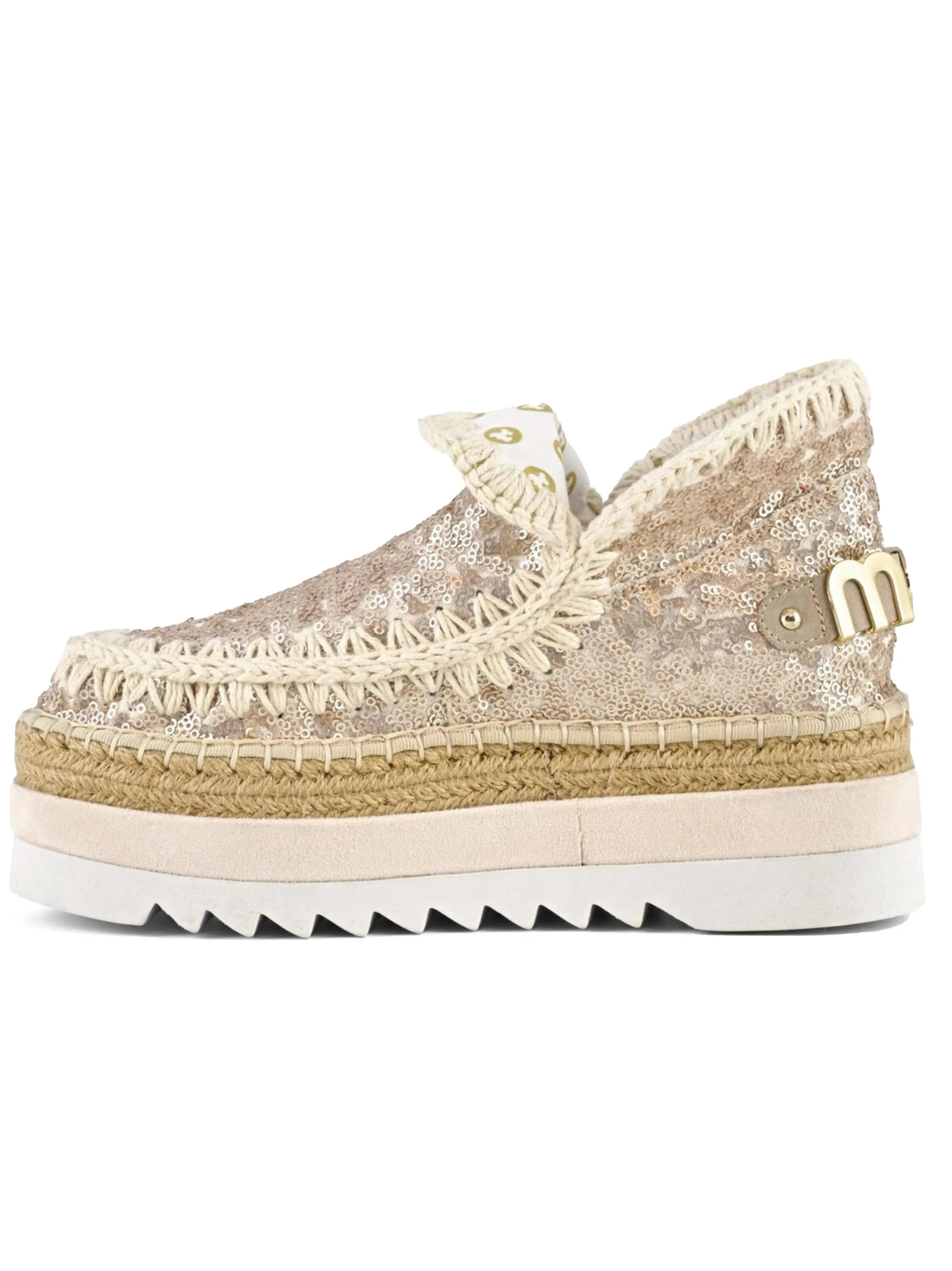 Eskimo jute eva outsole sequins microsequins natural - Preludio Moda