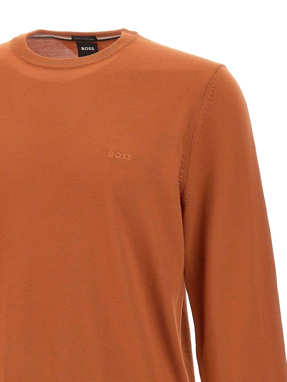 Maglione ruggine in lana con logo ricamato 50476364 809 BOSS