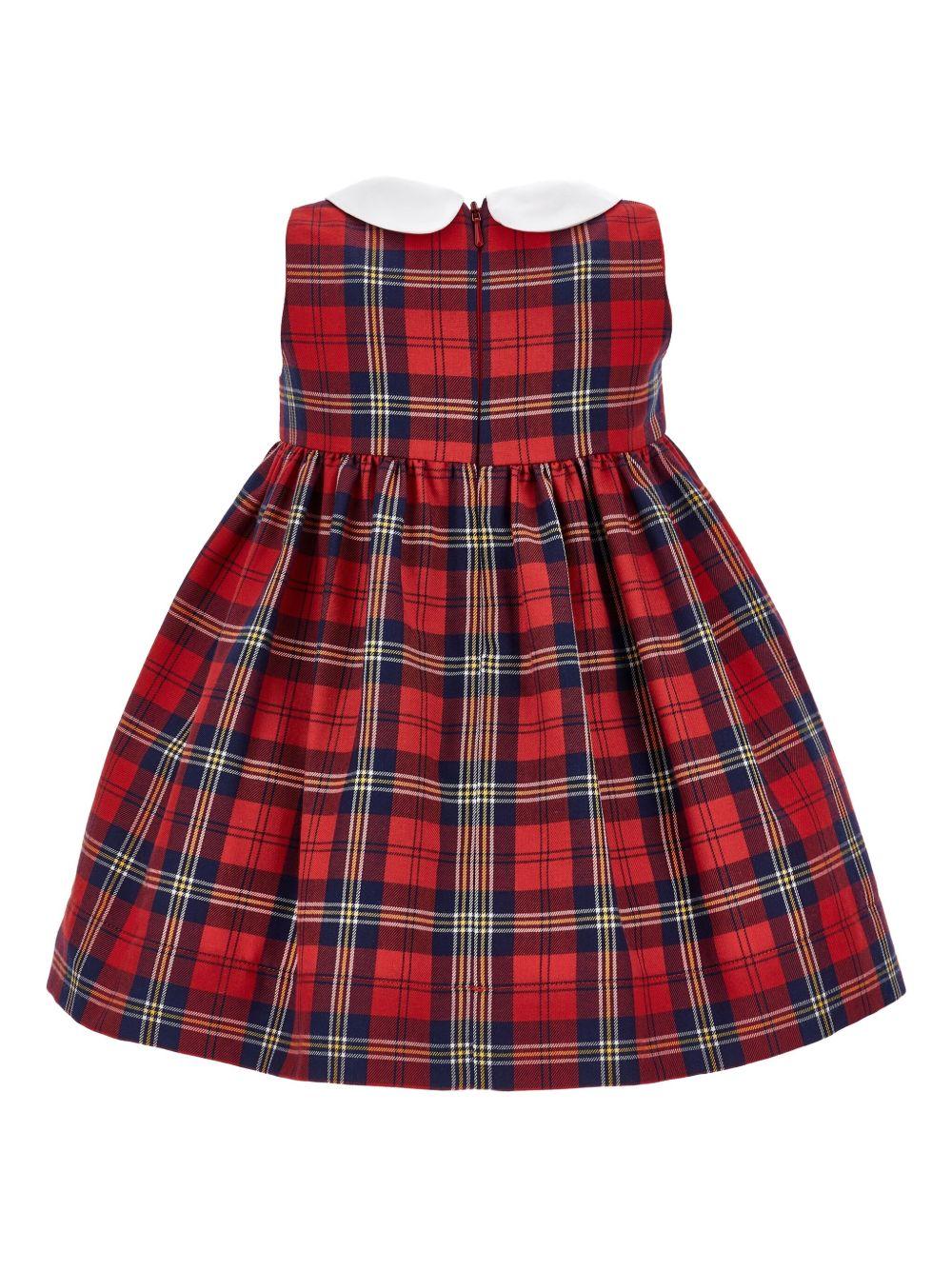 Abito a quadri rubino e blu navy con fiocco 31F9076149 4356 MONNALISA KIDS