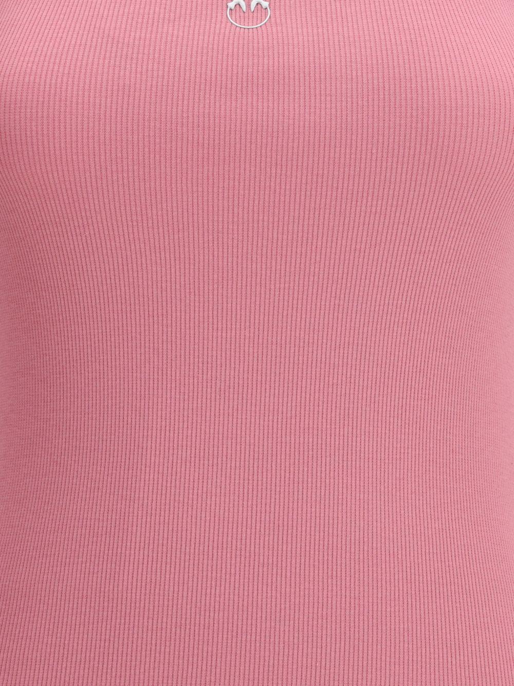 Canotta in cotone costine rosa 100807A338 Q48 PINKO