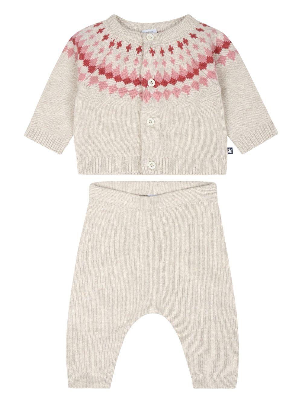 Set in maglia beige con fantasia (2pz)