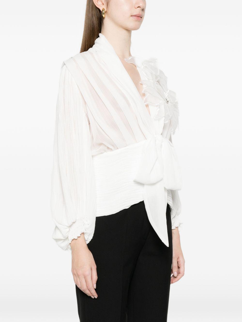 Blusa in poliammide scollo a V WS00358 BIANCO BABYLON COLLECTION