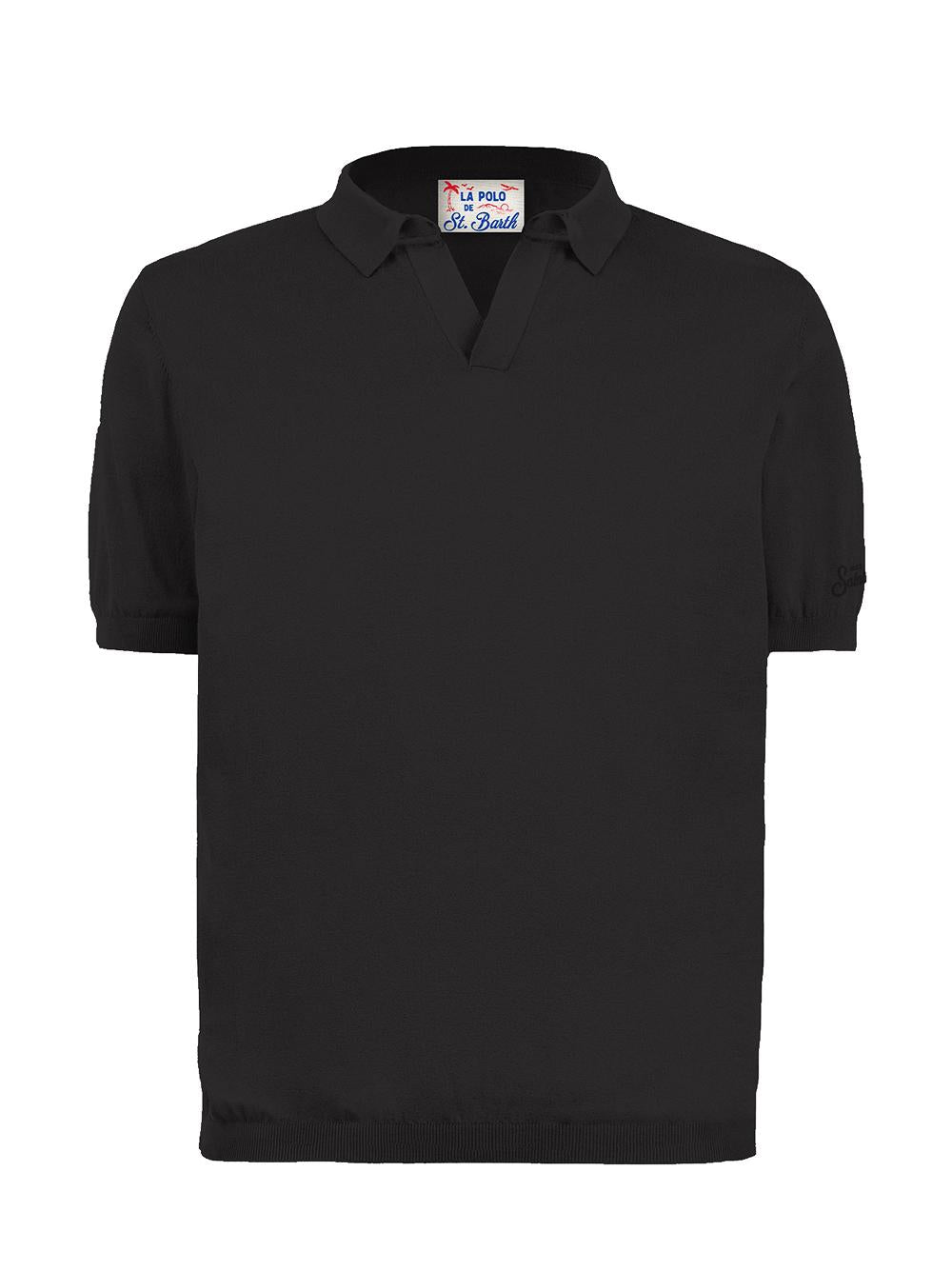 Polo slolan in maglia nera