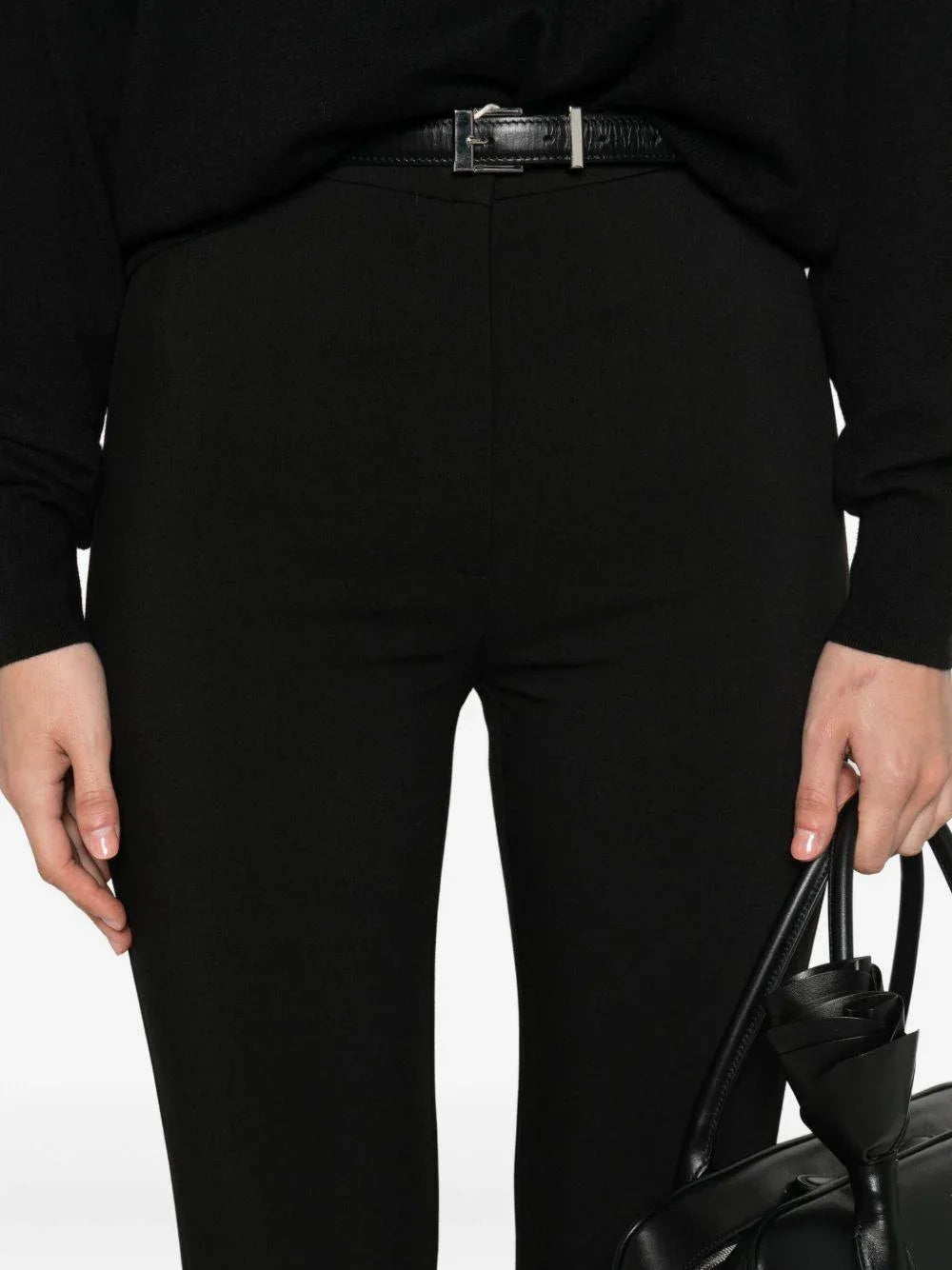 Pantaloni neri in crepe a vita alta - Preludio Moda