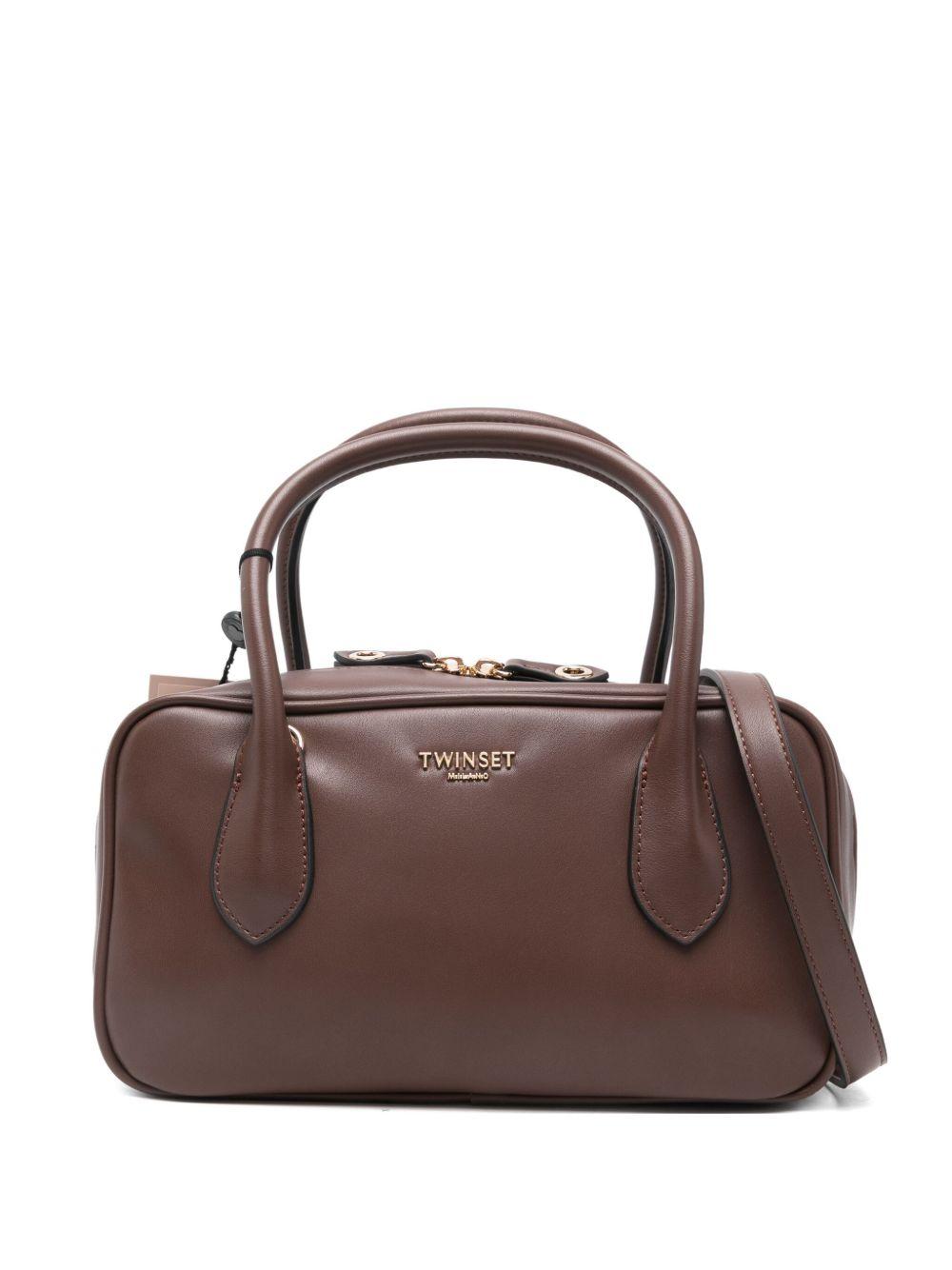 Borsa tote cioccolato con manici e zip 252TD8062 11054 TWINSET