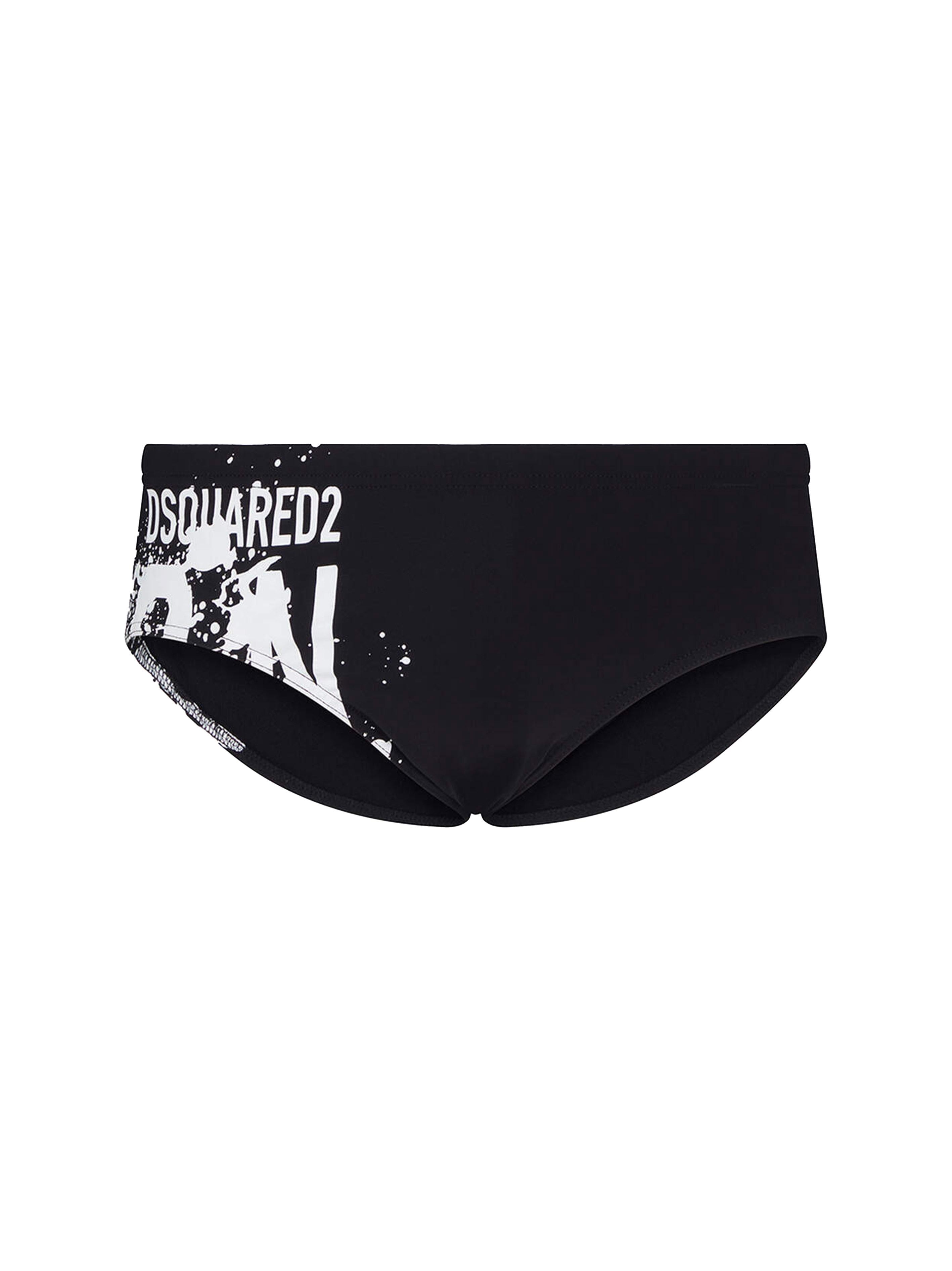 Costume slip icon splash swim brief nero/ bianco D7B2E5410 010 DSQUARED