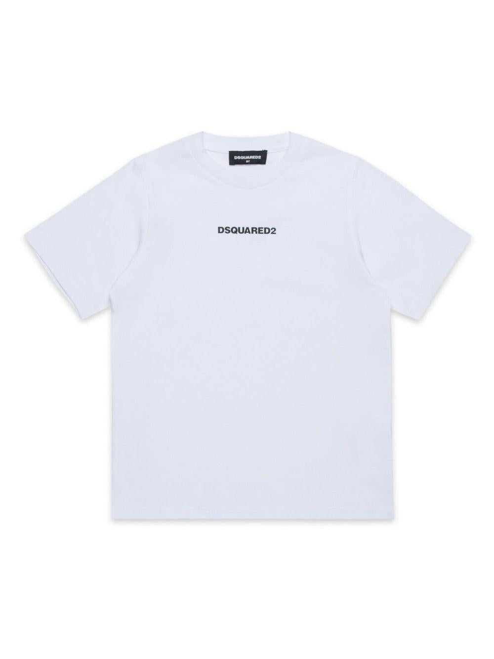 T-shirt Bianca con Stampa Frontale DQ2823D004G DQ100 DSQUARED KIDS