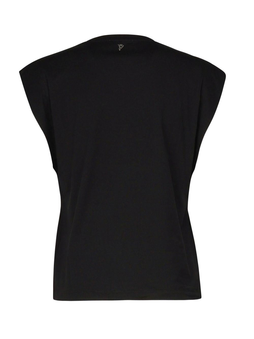 T-shirt nera maniche ad aletta