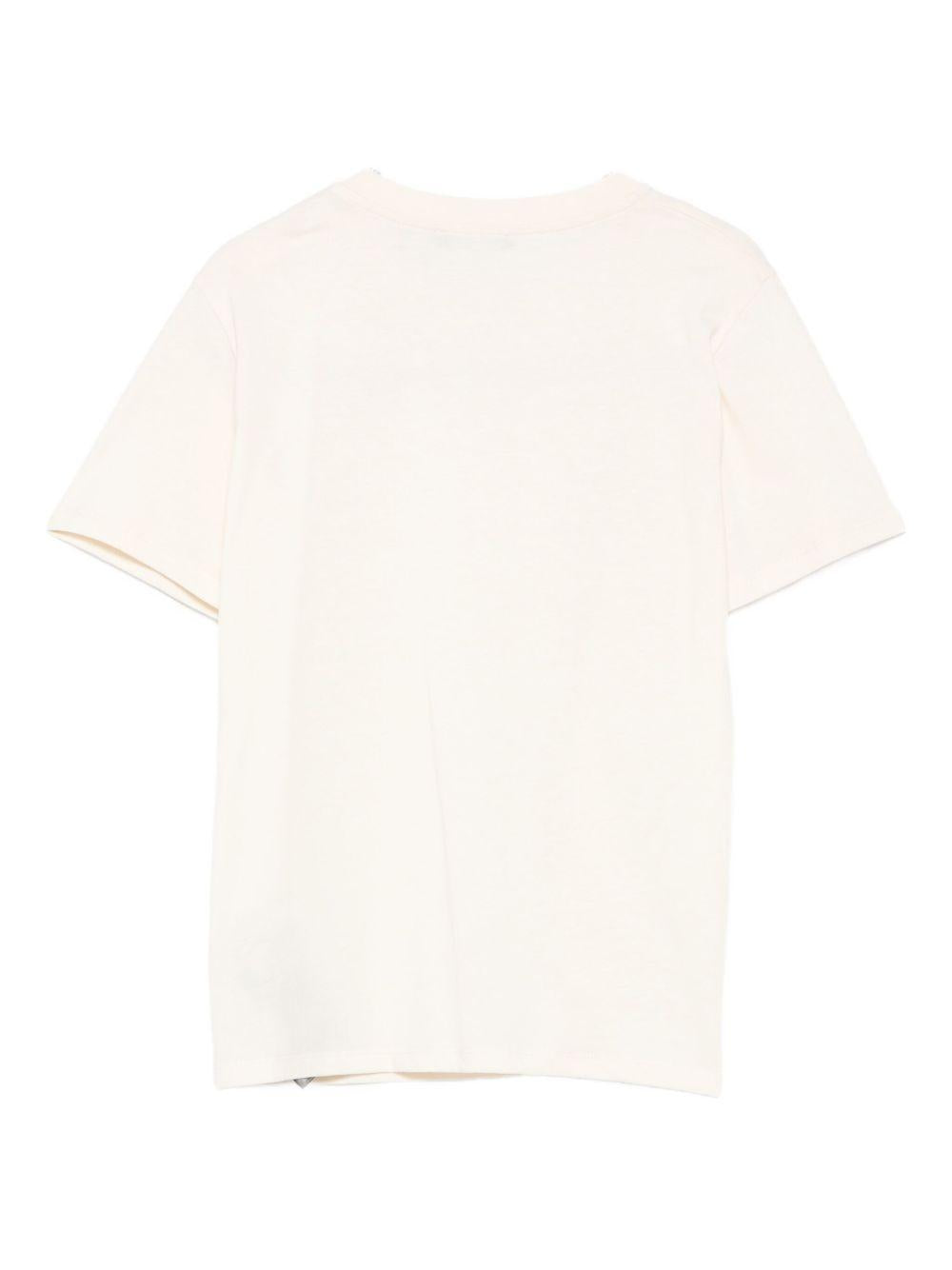 T-shirt Bambina in Cotone Beige con Logo e Bottoni Oro BX8R51Z3186 109OR BALMAIN KIDS