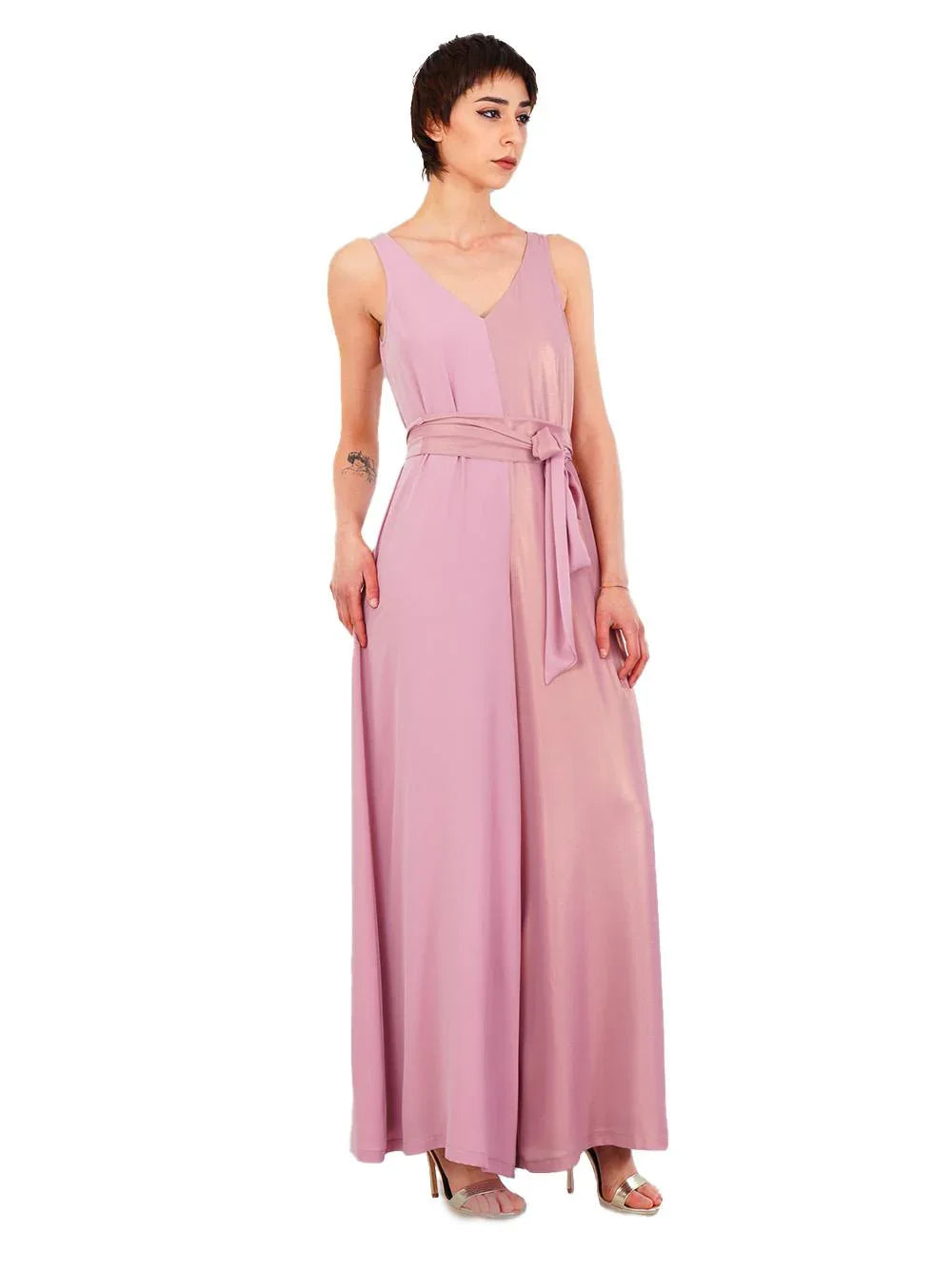 Tuta intera rosa con finish mezzo laminato - Preludio Moda