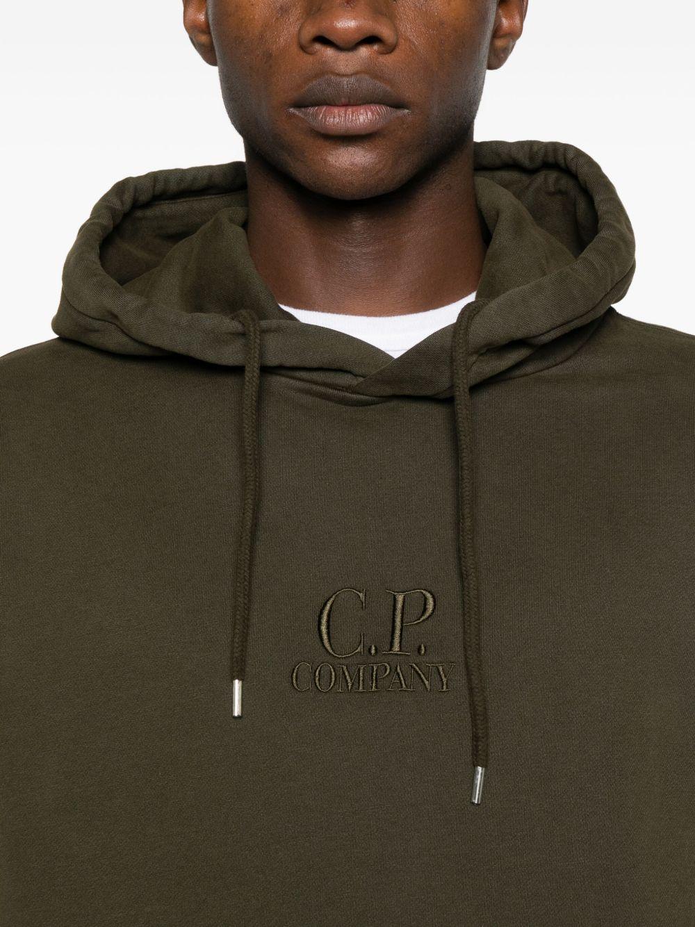 Felpa con Cappuccio Verde Logo Ricamato RFCMSS719B006372G 683 CP COMPANY